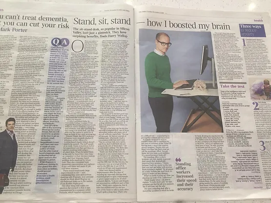 Opløft featured in The Times: “How I boosted my brain at a sit‑stand work desk”